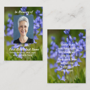 Aandenken Blauwe Klokjes Tuin Bloemen Herdenking  Visitekaartje