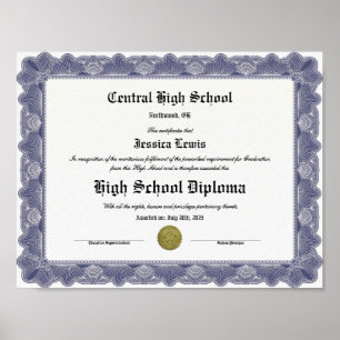 Aandenken Diploma Afstudeercertificaat Middelbare Poster