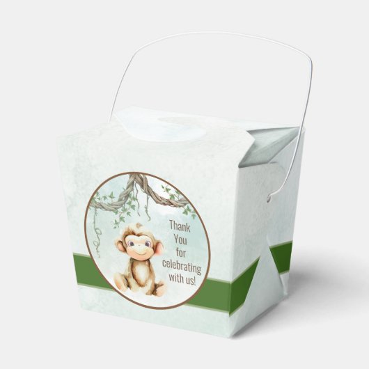 Aandenken doos voor baby shower met aapje bedankdoosjes (Voorkant Zijde)