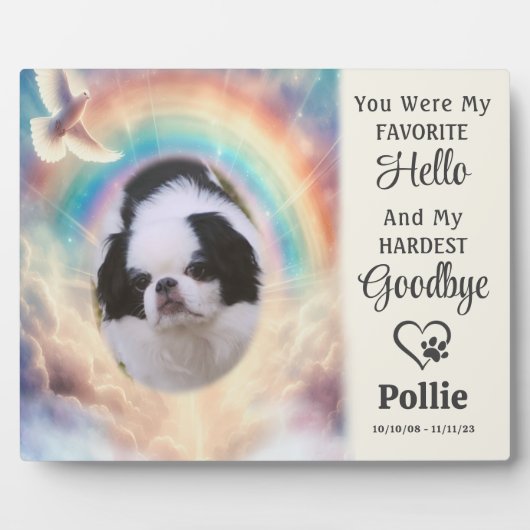 Aandenken huisdier waterverf regenboog foto fotoplaat (Voorkant)