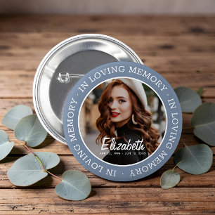 Aandenken in Loving Memory Modern Op Maat Gemaakte Ronde Button 5,7 Cm