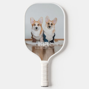Aandenken met foto en monogram van huisdierenhonde pickleball paddle
