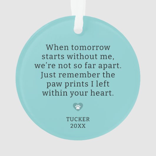 Aandenken Pootafdrukken In Uw Hart Ornament (achterkant)