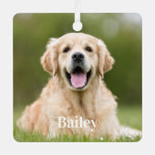 Aandenken vierkant met foto van huisdier voor hond metalen ornament (Voorkant)