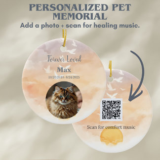 Aandenken voor honden- en kattenverlies met muziek keramisch ornament