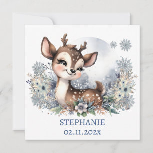 Aandoenlijke babyhert winter thema Gepersonaliseer Kaart