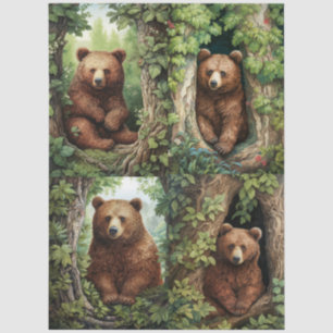 Aandoenlijke beren in de bosdecoupage  tissuepapier