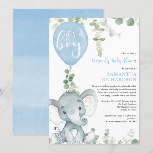 Aandrijvende jongen baby shower cute olifant groen kaart