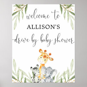 Aandrijving door baby shower schattige dieren welk poster