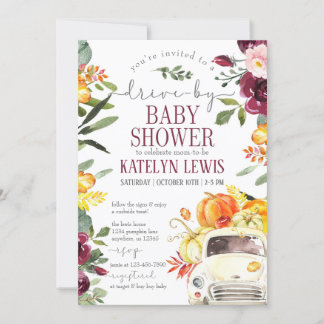 Aandrijving door Bourgogne Pumpkin-Baby shower Kaart