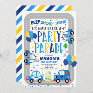 Aandrijving door de Birthday Parade Invitation Pol Kaart