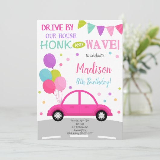 Aandrijving op uitnodiging, Birthday Parade nodigt Kaart (Staand voorkant)