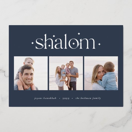 Aangebroken verbinding | Hanukkah Photo Collage Folie Feestdagenkaart (Voorkant)