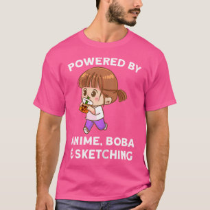 Aangedreven door Anime Boba Sketching Anime Girl T-shirt