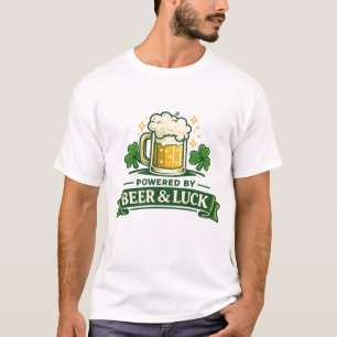 Aangedreven door Bier en Geluk Grappige St. Patric T-shirt