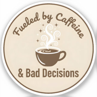 Aangedreven door cafeïne en slechte beslissingen sticker