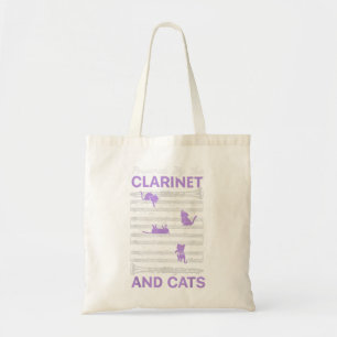 Aangedreven door Clarinet en Cats Kat Lover Musici Tote Bag