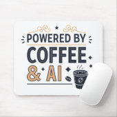Aangedreven door Coffee & AI Retro Tech Vector Muismat (Met muis)