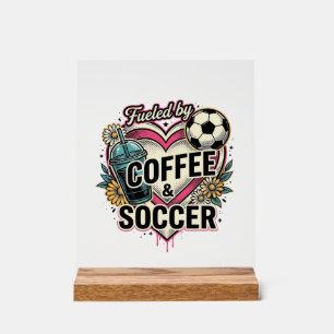 Aangedreven Door Coffee En Voetbal Vintage Shirt O Acryl Bord