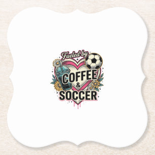 Aangedreven Door Coffee En Voetbal Vintage Shirt O Kartonnen Onderzetters