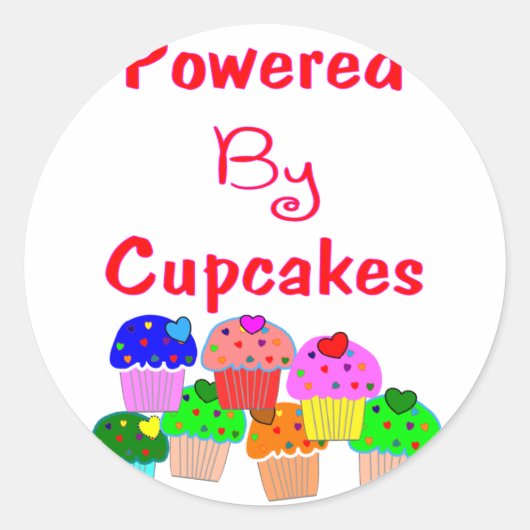 Aangedreven door Cupcakes—Schattige Cupcake liefhe Ronde Sticker (Voorkant)