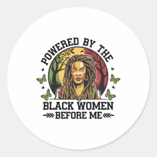 Aangedreven door de zwarte vrouw voor mij zwarte g ronde sticker