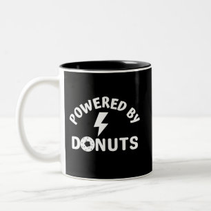 aangedreven door donuts tweekleurige koffiemok