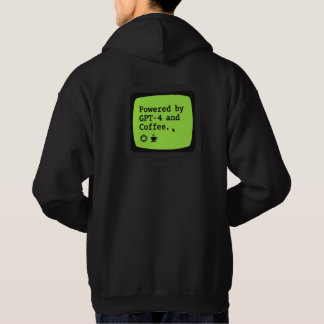 Aangedreven door GPT-4 & Coffee Retro Tech Humor Hoodie