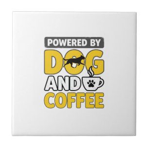 Aangedreven Door Hond En Koffie Vintage Shirt Ontw Tegeltje