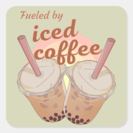 aangedreven door ijskoude koffie. geschenk voor ij vierkante sticker