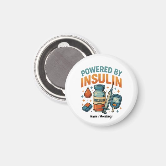 Aangedreven door Insuline Diabetes Awareness Funny Magneet (Voorkant / Achterkant)