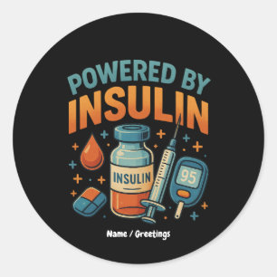 Aangedreven door insuline Diabetes bewustzijn Funn Ronde Sticker