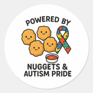 Aangedreven Door Kipnuggets En Autisme Trots Manne Ronde Sticker