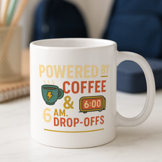 Aangedreven door koffie en 6 uur drop-off back-to- koffiemok