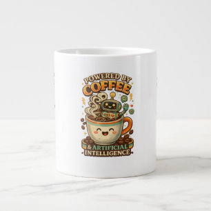 Aangedreven door koffie en AI Retro koffie tech Gr Extra Grote Beker