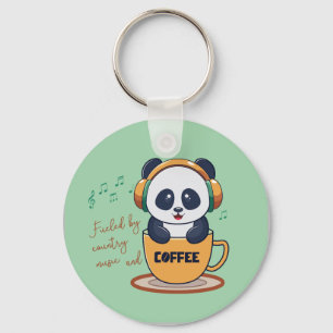 aangedreven door koffie en countrymuziek sleutelhanger