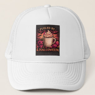 Aangedreven door koffie en Halloween herfsthoed Trucker Pet