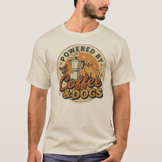 Aangedreven Door Koffie En Honden Retro Vintage Hu T-shirt