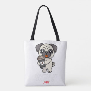 Aangedreven door koffie en Pugs Mooie Pug hond Draagtas