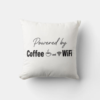 aangedreven door koffie en wifi grappige quote thr kussen