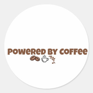 Aangedreven Door Koffie Schattige Koffie Klassieke Ronde Sticker