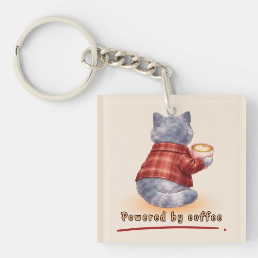 Aangedreven door koffie sleutelhanger (voorkant)