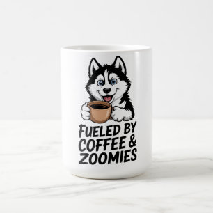 Aangedreven Door Koffie & Zoomies Grappige Husky H Koffiemok