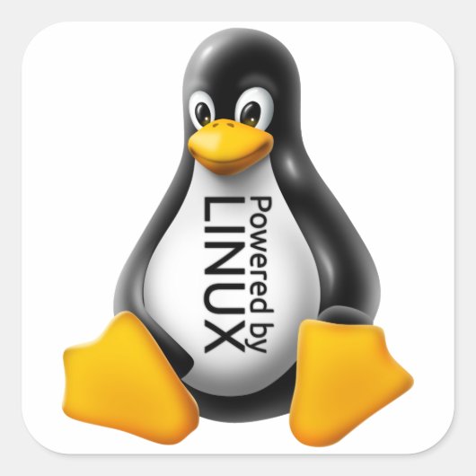 Aangedreven door Linux Vierkante Sticker (Voorkant)