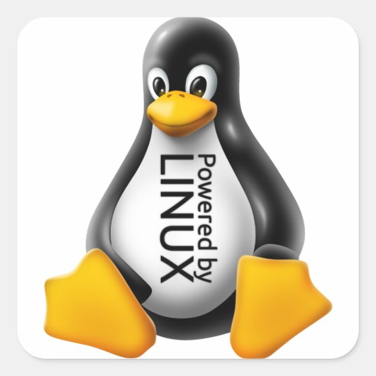 Aangedreven door Linux Vierkante Sticker (Voorkant)