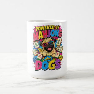 Aangedreven door Mahjong en Honden Funny Pug Pop A Koffiemok
