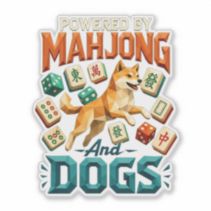 Aangedreven door Mahjong en Honden Shiba Inu Geome Sticker