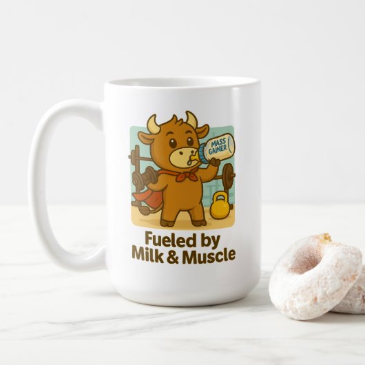 Aangedreven door Milk & Muscles – Funny Bullio Mok (Met donut)