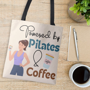 Aangedreven door Pilates en koffie Quote Fitness Y Draagtas