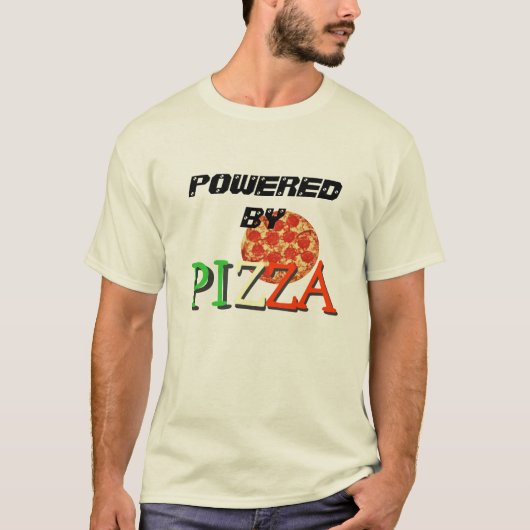 Aangedreven door Pizza T-shirt (Voorkant)